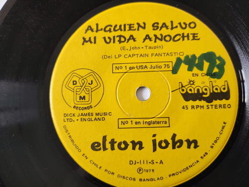 Vinilo Single De Elton John Casa De Juego ( D-98