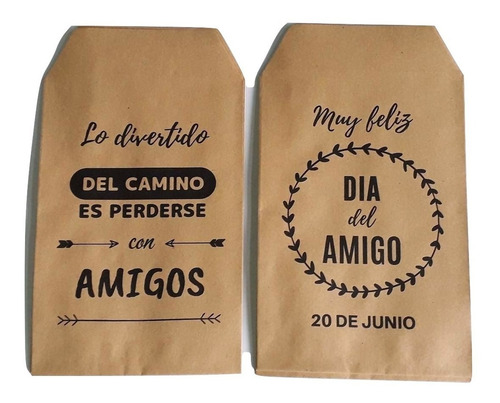 10 Bolsita Sobre Papel Kraft Madera Personalizado (13x19cm)