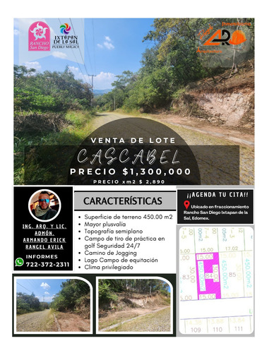 Venta Lote Cascabel De Con Bonita Vista Y Topografía Ascendente Y Proyecto Incluído De Fracc Rancho San Diego Ixtapan De La Sal En Estado De México.