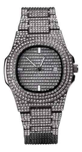 Reloj De Cuarzo Con Diamantes Negros 