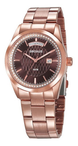 Relógio Seculus Feminino Rosê Grande Barato Prova De Água
