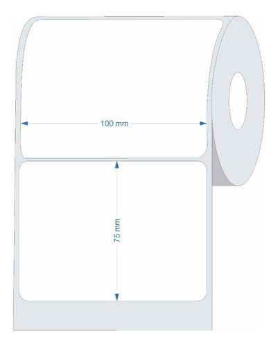 Imagem 2 de 5 de Kit Com 10 Rolos Etiqueta Couche 100x75 (mm) 10x7,5 Cm