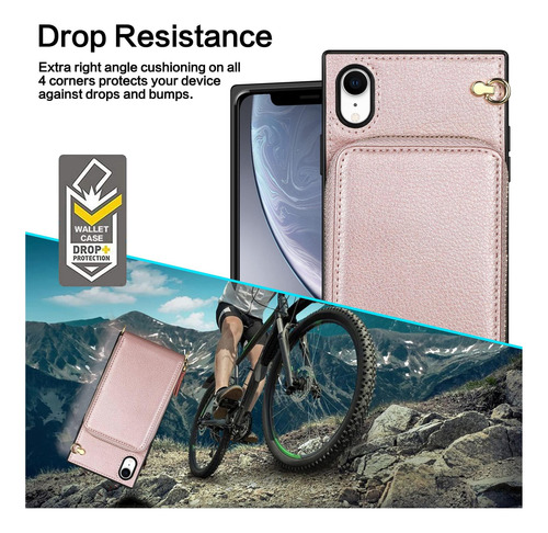 Jakpde Para Iphone Xr Case 10r Funda Tipo Billetera De Cuero Oro Rosa.