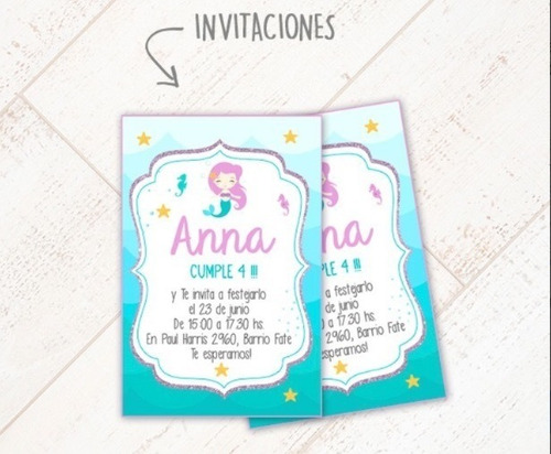 Kit Imprimible Sirenita #1 Sirena Candy Bar Decoracion U177