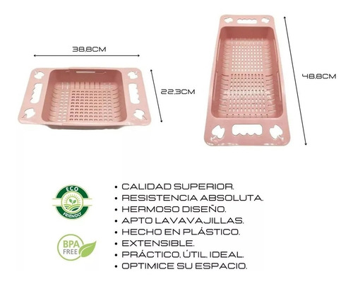 Imagen 2 de 2 de Escurridor Extendible De Plástico Para Bacha Crystal Rock