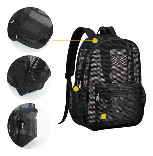 Mochilas De Malla Transparente En U, Bolsa De Playa Extra Gr