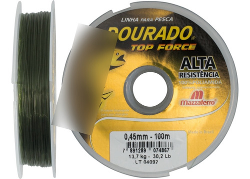 Linha De Pesca Mono Dourado Top Force 0,35mm 19lb 100m 20 Pç Cor Verde