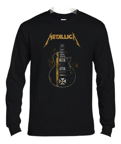 Metallica Guitar polera negra Manga Larga