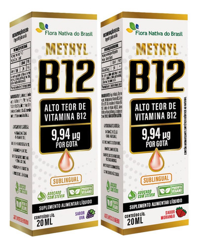 Kit Vitamina B12 Sublingual (metilcobalamina) Uva E Morango Sabor Sem Sabor