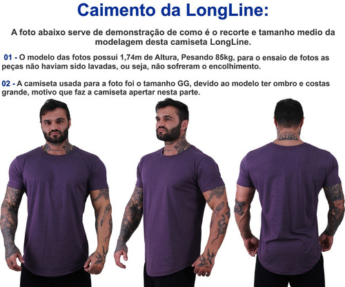 Imagem 6 de 6 de Kit 4 Camiseta Longline Oversized Academia Musculação Treino