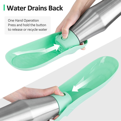 Botella De Agua Portátil Para Perros De Viaje De 27 Oz, Come Color Verde Claro