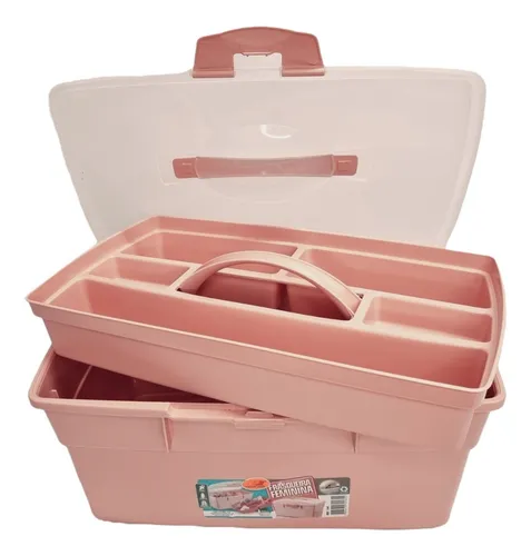 comprar Maleta De Manicure Utensílio Costur Rosa Reforçada E Grande