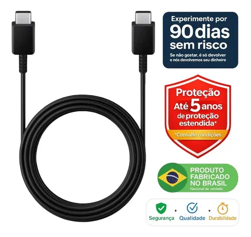 Plus do Brasil Cabo Usb C Carregador e Dados Turbo Tipo C Duplo C...