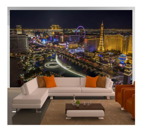 Adesivo De Parede Cidade Las Vegas Cassinos 3d 4m² Ncd243