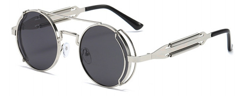 Anteojos de sol Enky Luxury, diseño Silver, color plateado con marco de metal, lente de policarbonato, varilla de metal