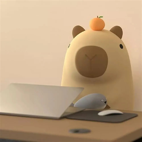 Luz Nocturna Silicona Capybara Con Control Táctil