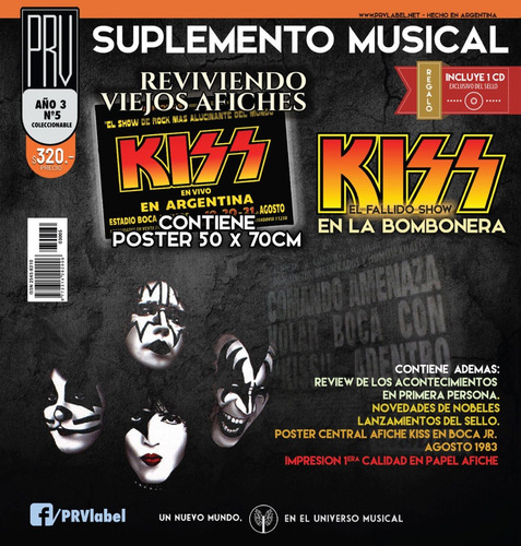 Imagen 1 de 7 de Prv-suple Musical Nº5 - Afiche Kiss´83 (bombonera) + Cd