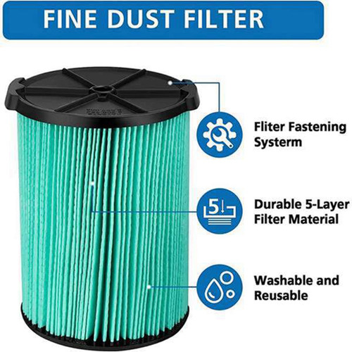 Filtro De Substituição Hepa Para Aspirador Ridgid Vf6000 Par