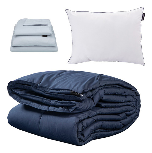 Edredón+ Sabanas+ Almohada Ind. Dicasa Homy Softy One Azul M