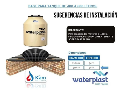 Imagen 4 de 8 de Base Plastico P/ Tanques De 400 A 600lt Reforzada 92 Cm