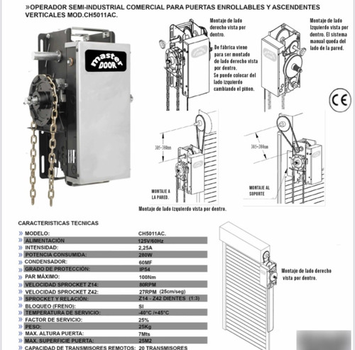 Tarjeta Electrónica De Motor Cortina Ch5011 Master Door