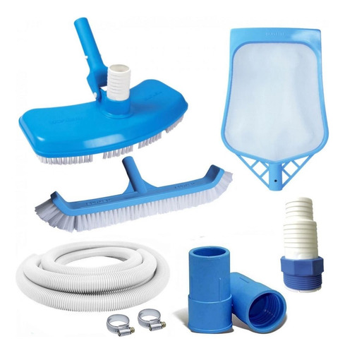 Kit Limpeza Piscina Aspirador Peneira Escova  Mangueira 6m