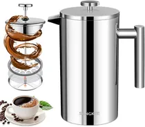 Comprar Sangkee Caf1 Cafetera Prensa Francesa De Acero Inoxidable De Doble Pared 1000ml Cafetera Y Tetera Cafetera De Émbolo Hacer Café Y Té Mejor