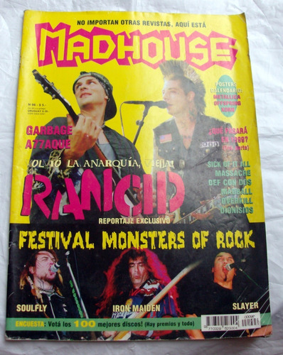 Madhouse 96 Rancid F. Monsters Of Rock Poster Metallica Korn