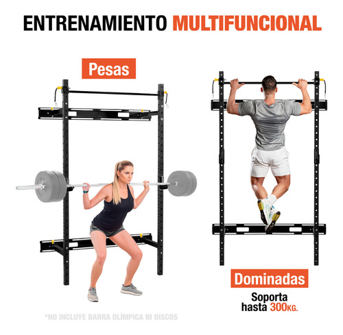 Rack Para Pared Gimnasio Multifuncional Para Pesas Altera Hagen Tapizado Negro