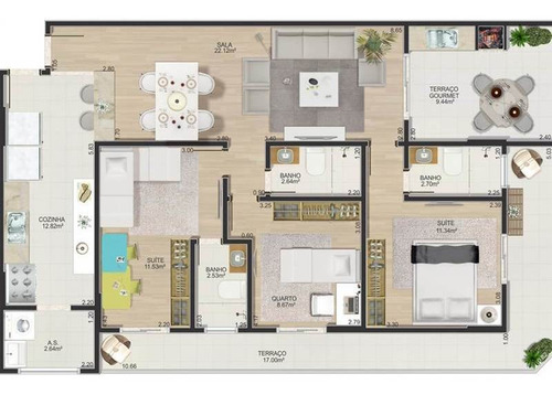 Imagem 8 de 8 de Apartamento, 3 Dorms Com 116.3 M² - Boqueirão - Praia Grande - Ref.: Myz6 - Myz6