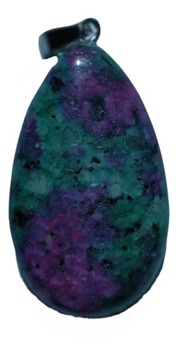 Zoisita Rubi Dije Piedra Gema Semipreciosa 44 X 25mm+cadena Verde Oscuro
