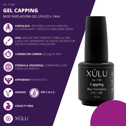 Imagen 2 de 4 de Gel Capping Kapping Para Uñas Xúlu Base Niveladora Z1589