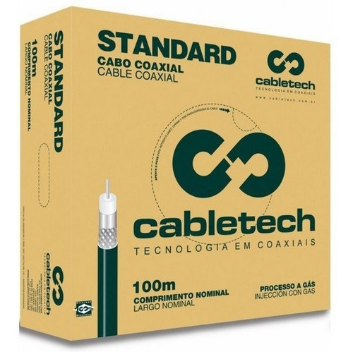 Cabo Coaxial Rg 6 90% 100m Cabletech Rg6 Rolo