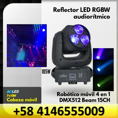 Reflector Led Rgbw Robotico 3x40w Dmx512 1017ch Beam+zoom