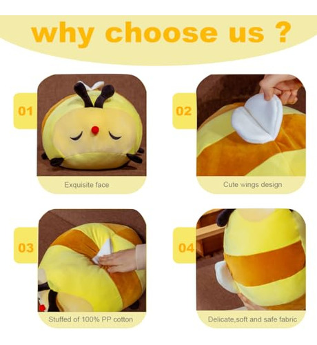 Almohada De Peluche Chubby Bee De Elainren Súper Suave Para