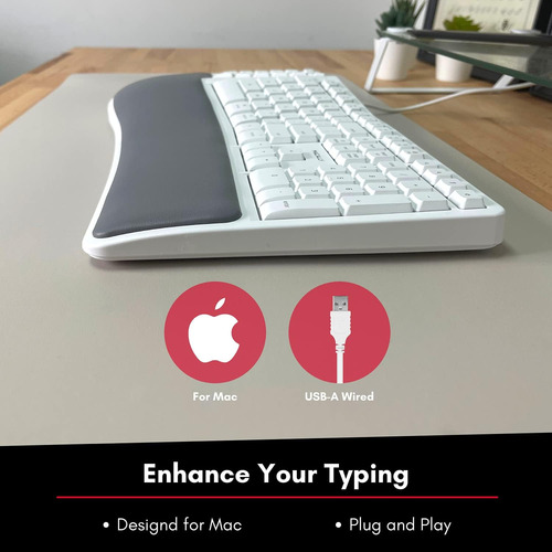 Macally Teclado Ergonómico Con Cable Para Mac Con Reposamuñe