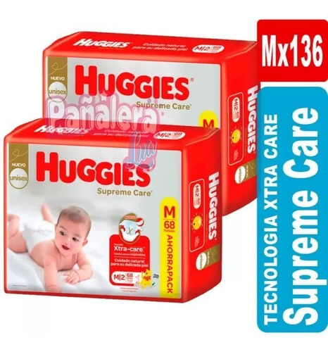 Huggies Supreme Care Pack Ahorro M X 136 