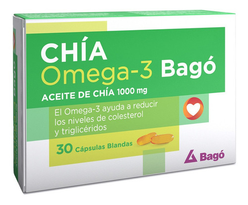 Aceite De Chia Bago 1000mg Omega 3 Colesterol  X 30 Capsulas Sabor Sin Sabor