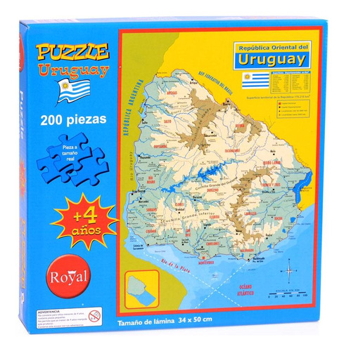 Puzzle Royal Mapa De Uruguay 200 Piezas