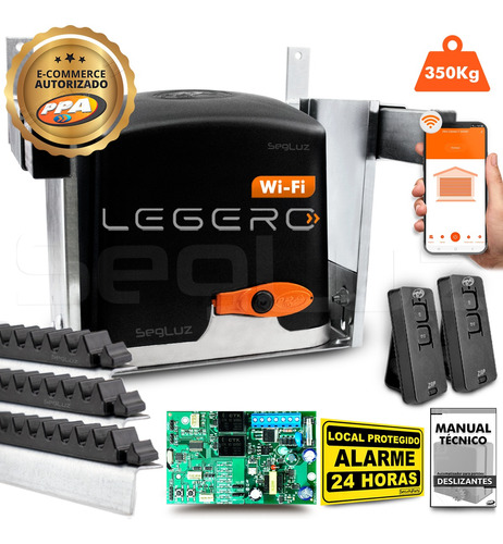 Kit Motor Ppa Dz Rio Legero Wifi App Sup Aéreo Portão 350kg