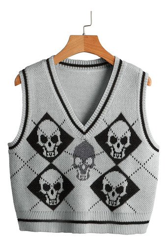 Suéter De Punto De Halloween Con Cuello En V Para Chaqueta T
