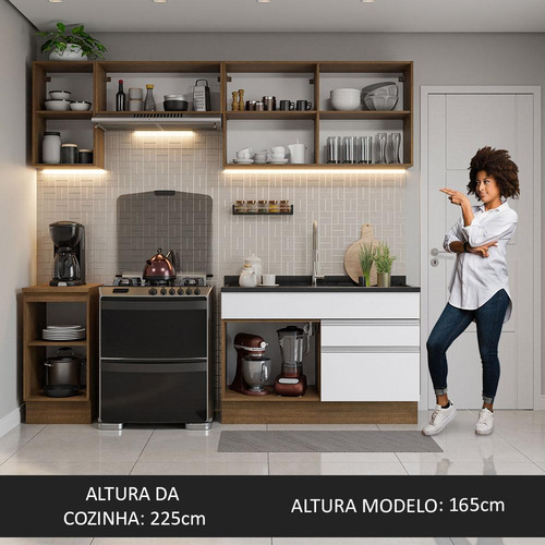 Cocina Integral Glamy 2 40 Metros 07 Marrón Blanco Madesa Grgl2400076e