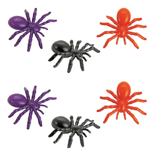 Brinquedo Aranhas Coloridas Plastico - 6 Unidades - Mini Toy