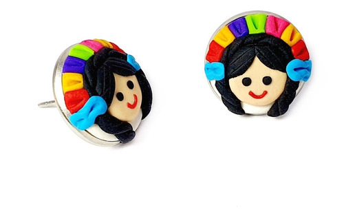 Aretes De Muñeca María Lele Mexicana Artesanal Fimofemi