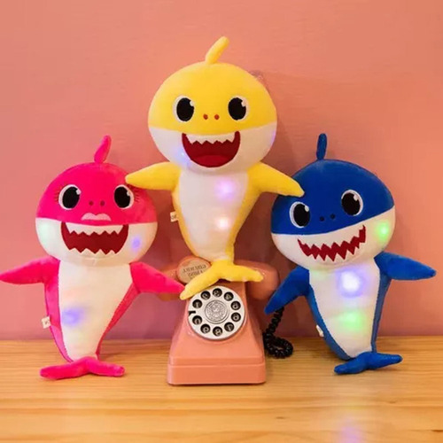 De Peluche Baby Shark 35cm Con Sonido Brillará 2024 Amarillo
