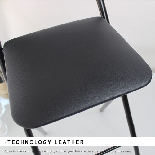 Taburete De Bar Plegable Con Respaldo Y Acolchado Negro Para