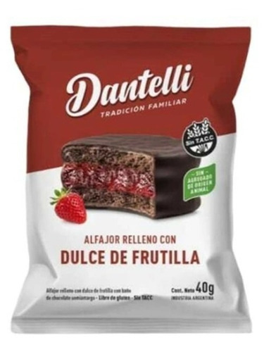 Alfajor Con Dulce De Frutilla Sin Tacc Dantelli X 12 U