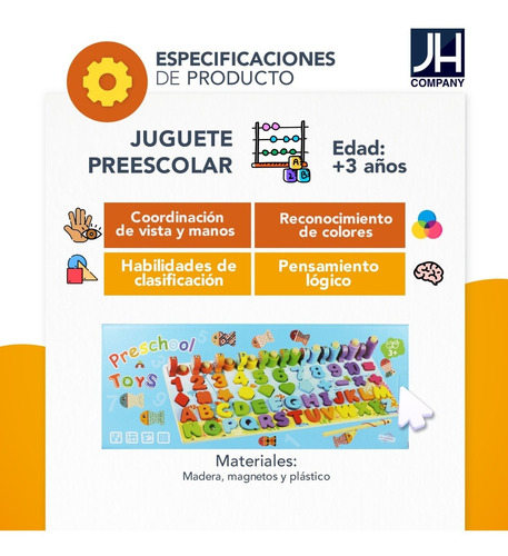 Imagen 7 de 9 de Rompecabezas Juguete Didactico Madera Magnetico Alfabeto M08