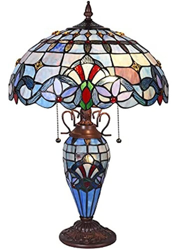Capulina Tiffany Lámpara De Mesa Grande 3-luz Con Luz Noctur
