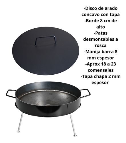 Disco Arado Paella 50ø Cocina Parrilla C/tapa+ Cocina Rocket